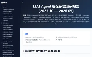 LLM Agent 安全研究调研报告首页：威胁态势、前沿方向与选题建议的目录